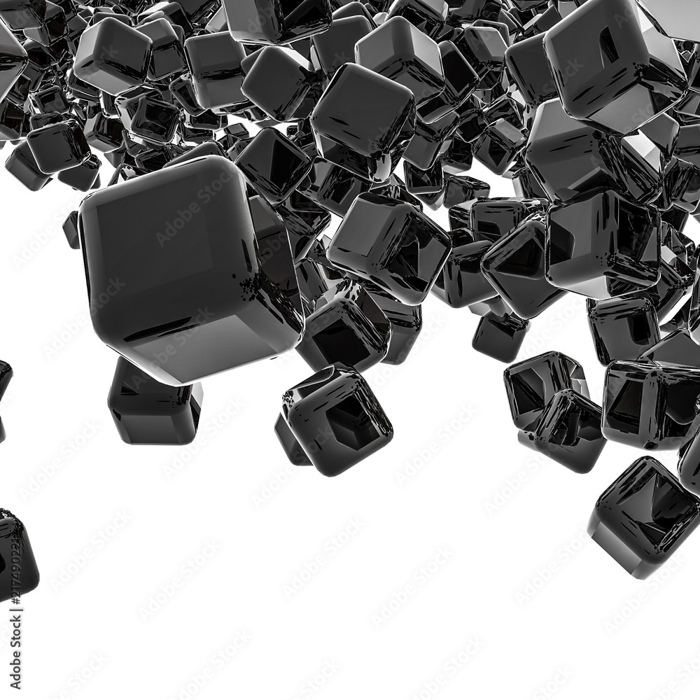 Naklejka premium dark glossy three-dimensional cubes. abstract background. 3D rendering