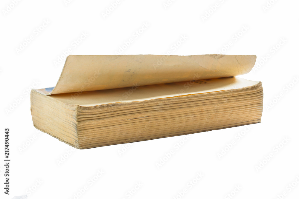 Old book on white background, self-growth, reading books, blank for text placement, mind Old book on white background, self-growth, reading books, blank for text placement, mind