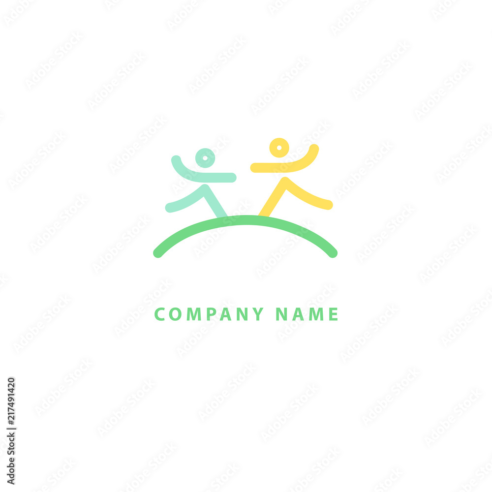 Abstract community logo icon vector design. Creative agency, social work, teamwork, business, advertising vector logo. Happy motivated people in colorful logo. Team web icon.