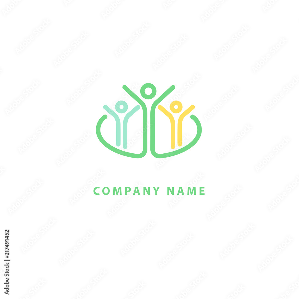 Abstract community logo icon vector design. Creative agency, social work, teamwork, business, advertising vector logo. Happy motivated people in colorful logo. Team web icon.