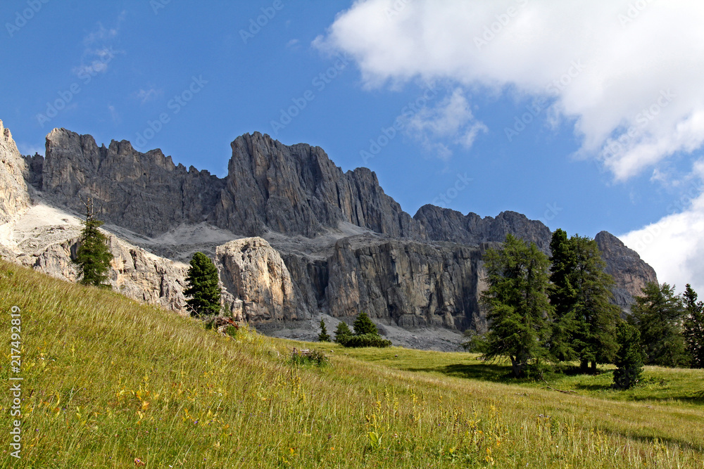 la Cresta di Davoi nel gruppo del Catinaccio; Dolomiti di Fassa