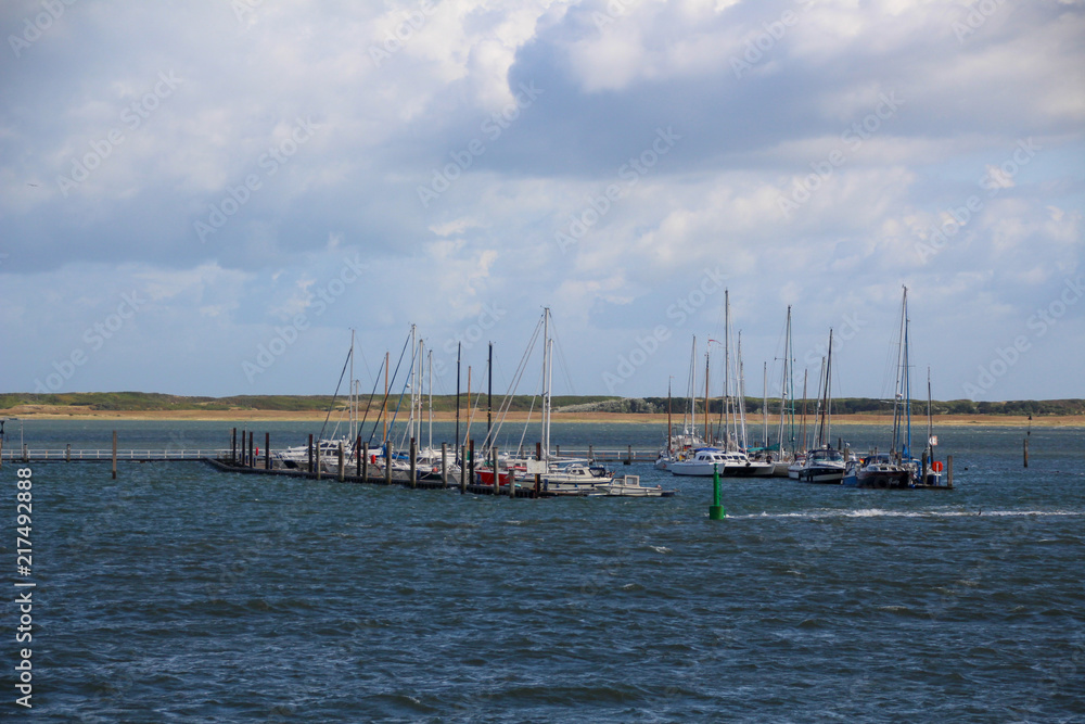sailboars in a port üof north sea