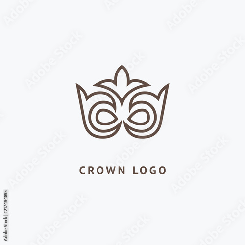 Abstract vetor crown logo vector design. Sign for beauty salon, elite accessories, jewelry, hotels, spa, wedding. Vintage decorative icon qween, king, princess.