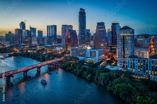Austin, Texas Skyline At Sunset  photo