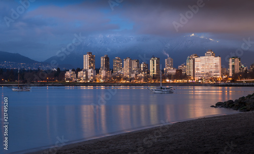 A view of Downtown Vancouver s West End at sunset.