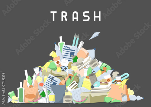 littering waste pile. flat style vector illustration