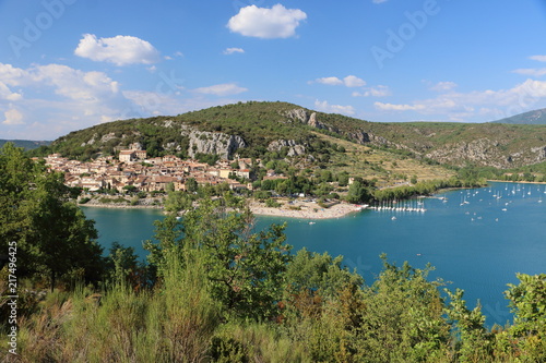 Village view at the lake " lac Sainte Croix" 