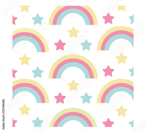 Rainbows and Stars Background Wallpaper for Children