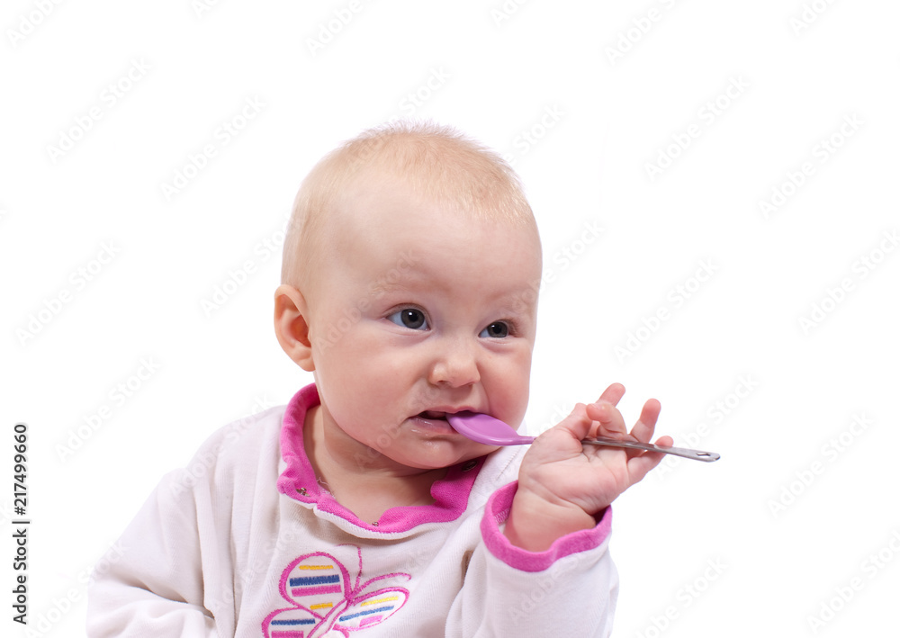 Portrait of little baby on white background Portrait of little baby on white background