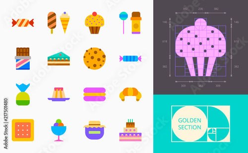 color confection icons on a white background