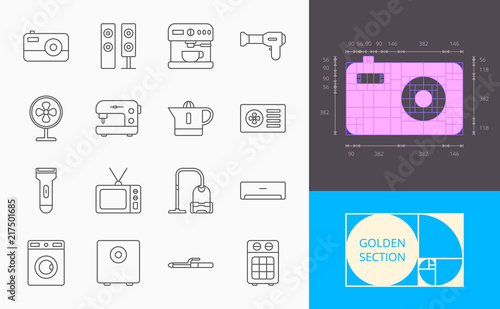 line household appliances icons on a white background