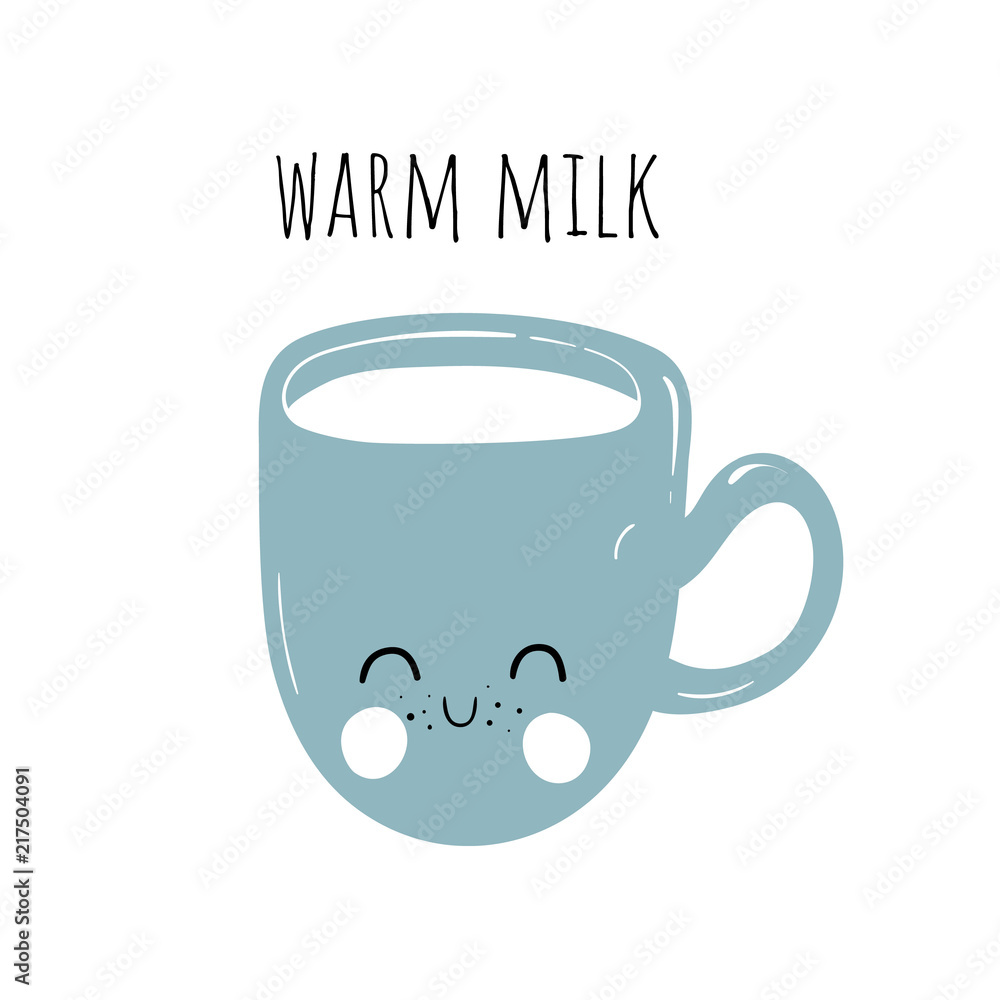 Vector Illustration Of Cute Cup Warm Milk Scandinavian Motives Cartoon Background Stock Vector Adobe Stock