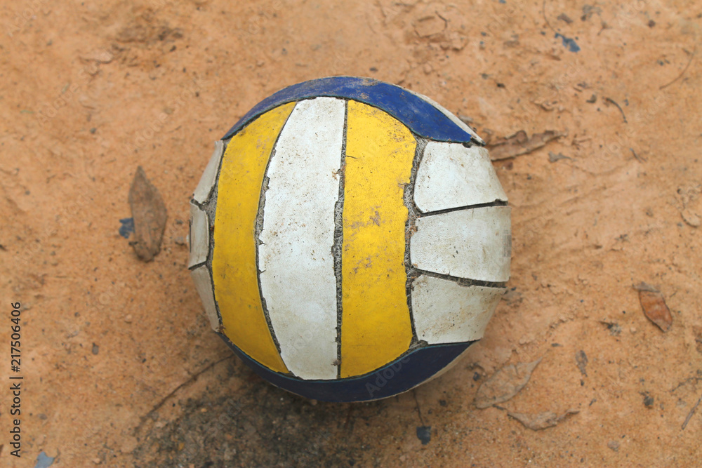 closeup old volleyball