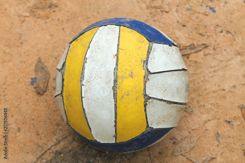closeup old volleyball