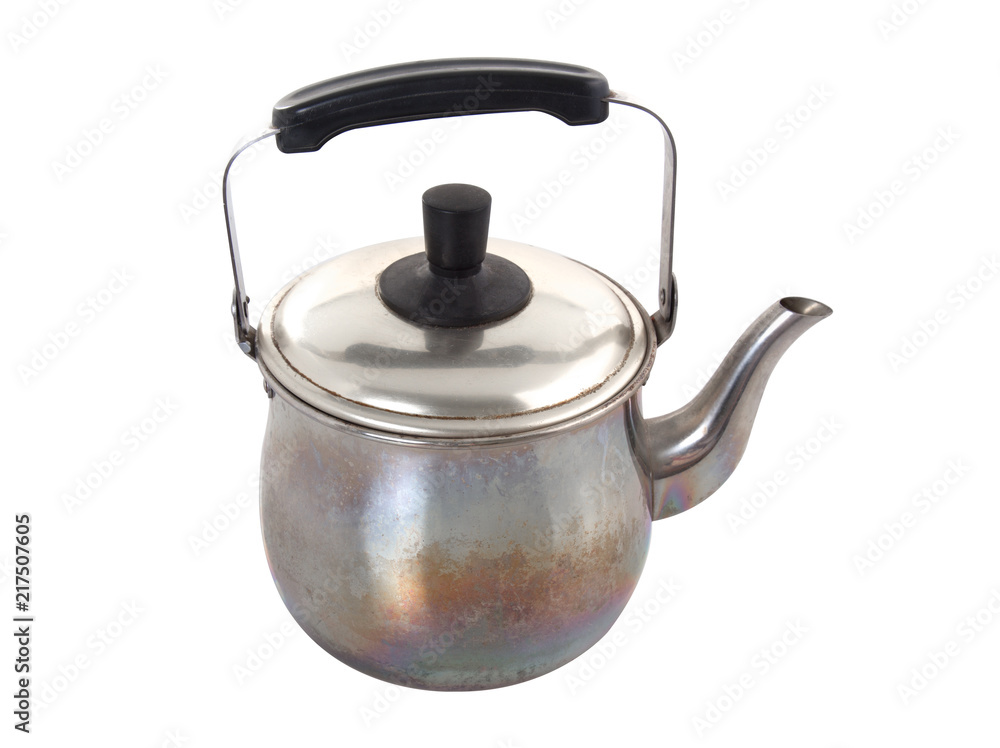 Classic old Kettle isolated on white background.