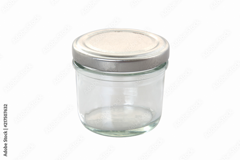 Empty glass jar isolated on white background. Empty glass jar isolated on white background.