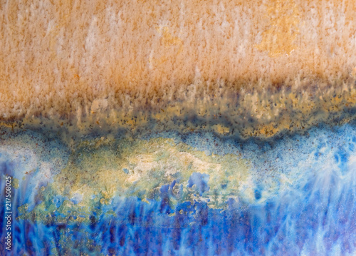 blue and orange ceramic glaze background photo