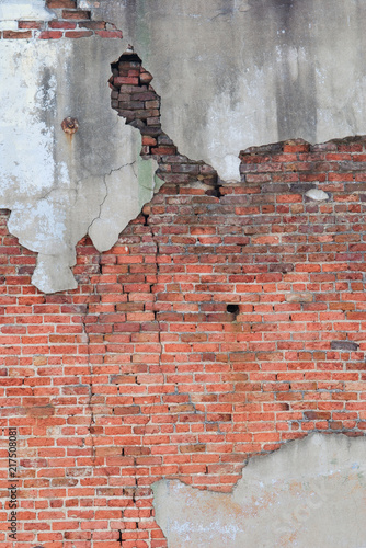Crumbling brick wall