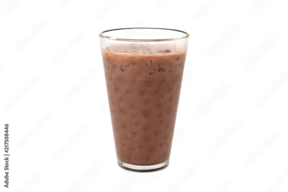 Ice cocoa glass isolated on white background. Ice cocoa glass isolated on white background.