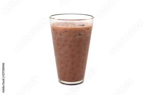 Ice cocoa glass isolated on white background.