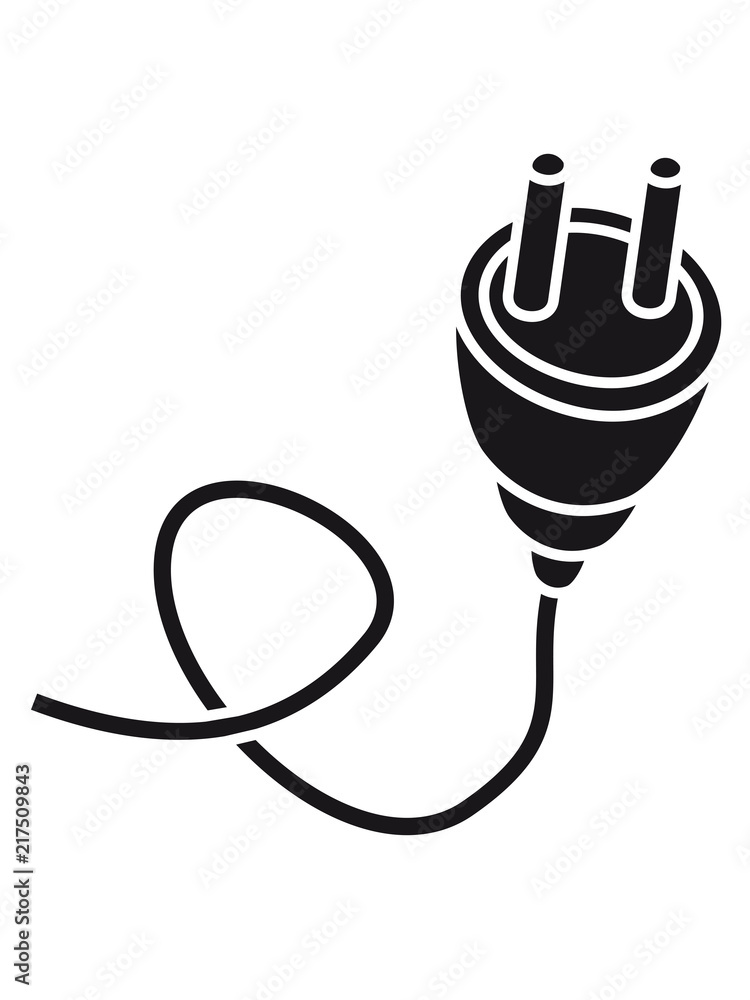 schwarz anschließen anschluss kabel stecker steckdose strom elektro leitung  starkstrom gefahr energie watt clipart Stock-Illustration | Adobe Stock
