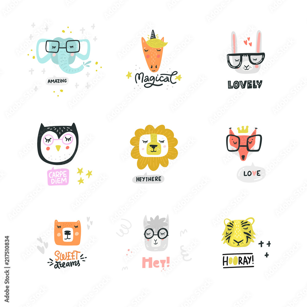 Set Of Cute Animal Icons