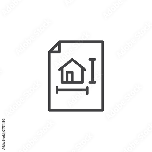 House blueprint outline icon. linear style sign for mobile concept and web design. Architectural project simple line vector icon. Symbol, logo illustration. Pixel perfect vector graphics