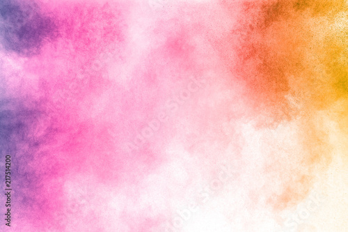 abstract color powder explosion on  white background.Freeze motion of dust splash