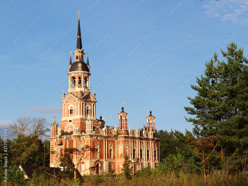 Russia, Mozhaisk Kremlin, region landmark Novo-Nikolsky Cathedral on a summer day against the blue sky – medieval architecture, old building, travel, tourism, view from Borodino street