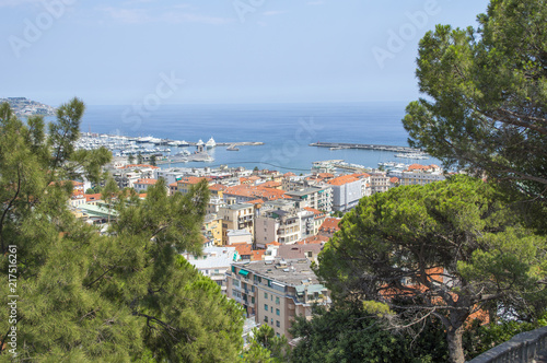 Panoramatic view to Sanremo city, Mediterranean Coast, Italien riviera, Italy, Europe.