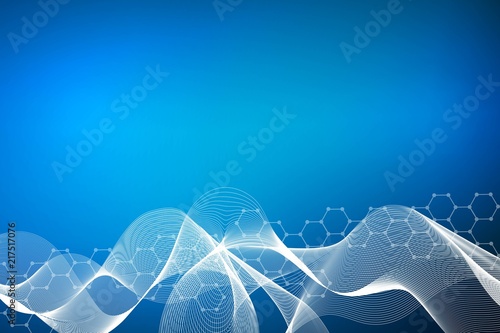 Hexagonal abstract background. Big Data Visualization. Global network connection. Medical, technology, science background. Vector illustration.