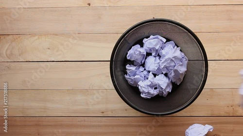 Throw it in the waste paper basket or bin concept for business frustration, stress 