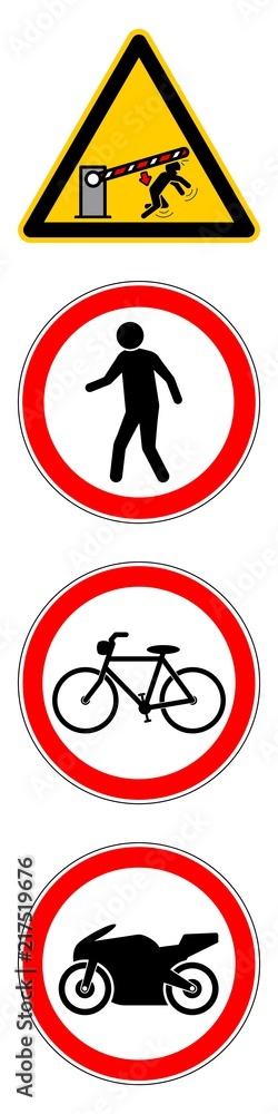 absc5 AutomaticBarrierSignCaution absc - nlwb7 NewLongWarningBanner nlwb - german Warnbanner: Einfahrt / Schrankenanlage / Parkplatzschranke / Schrankenbaum rechts - english: warning sign  right g6465