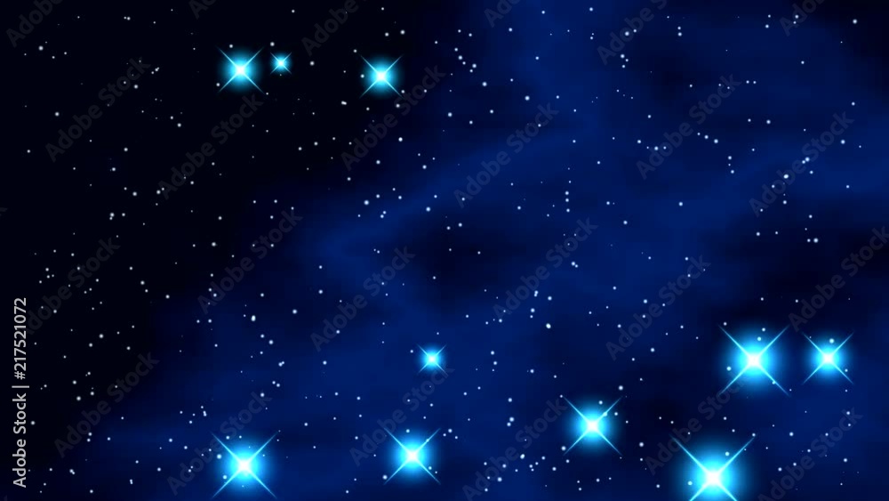 Space with bright blinking stars and a blue nebula with a black background. Space with bright blinking stars and a blue nebula with a black background.