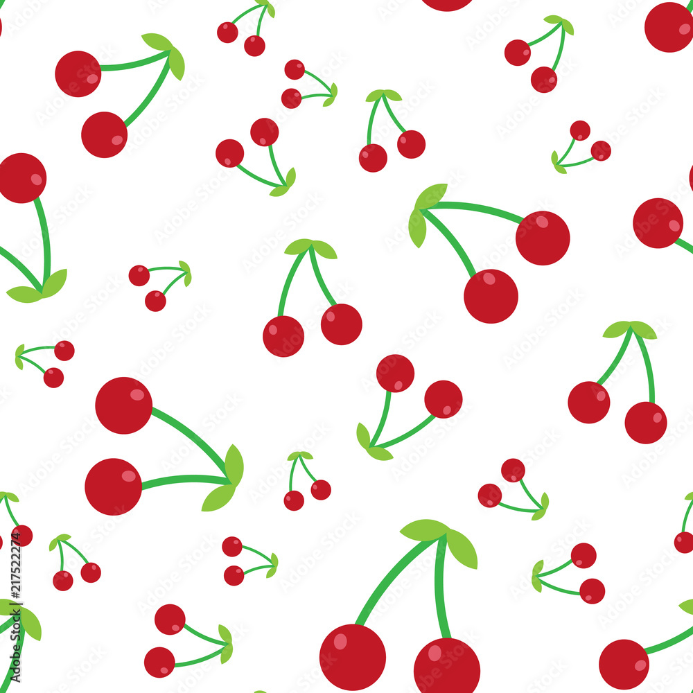 The Seamless pattern. Tropical ornament Red cherry The Seamless pattern. Tropical ornament Red cherry