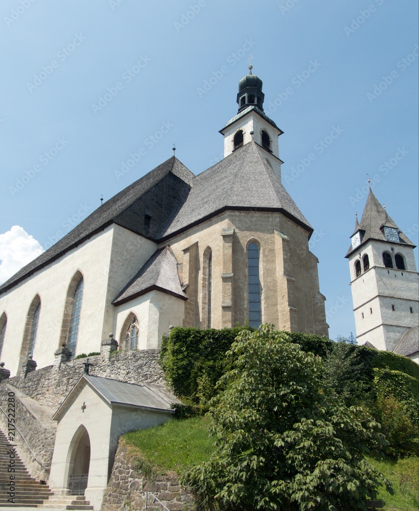 beautiful church in kitzbuhel in austria