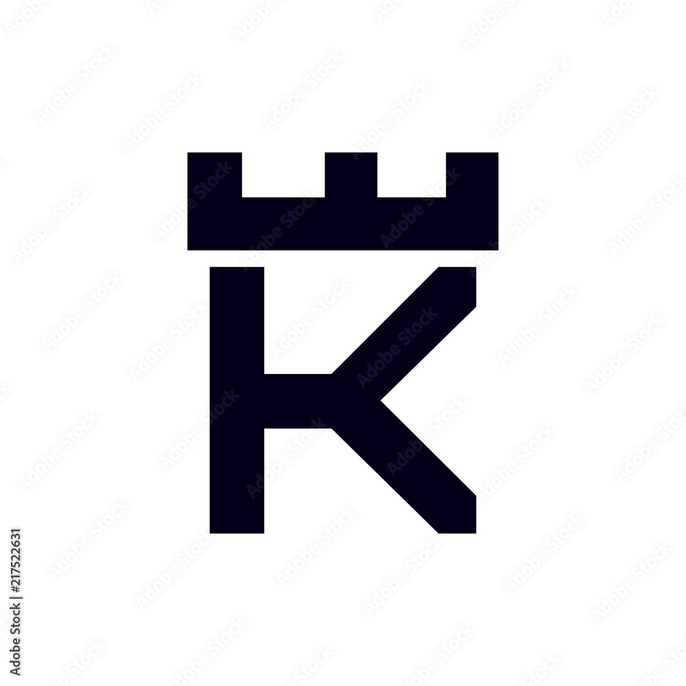 Obraz premium Fortress castle initial K logo template vector