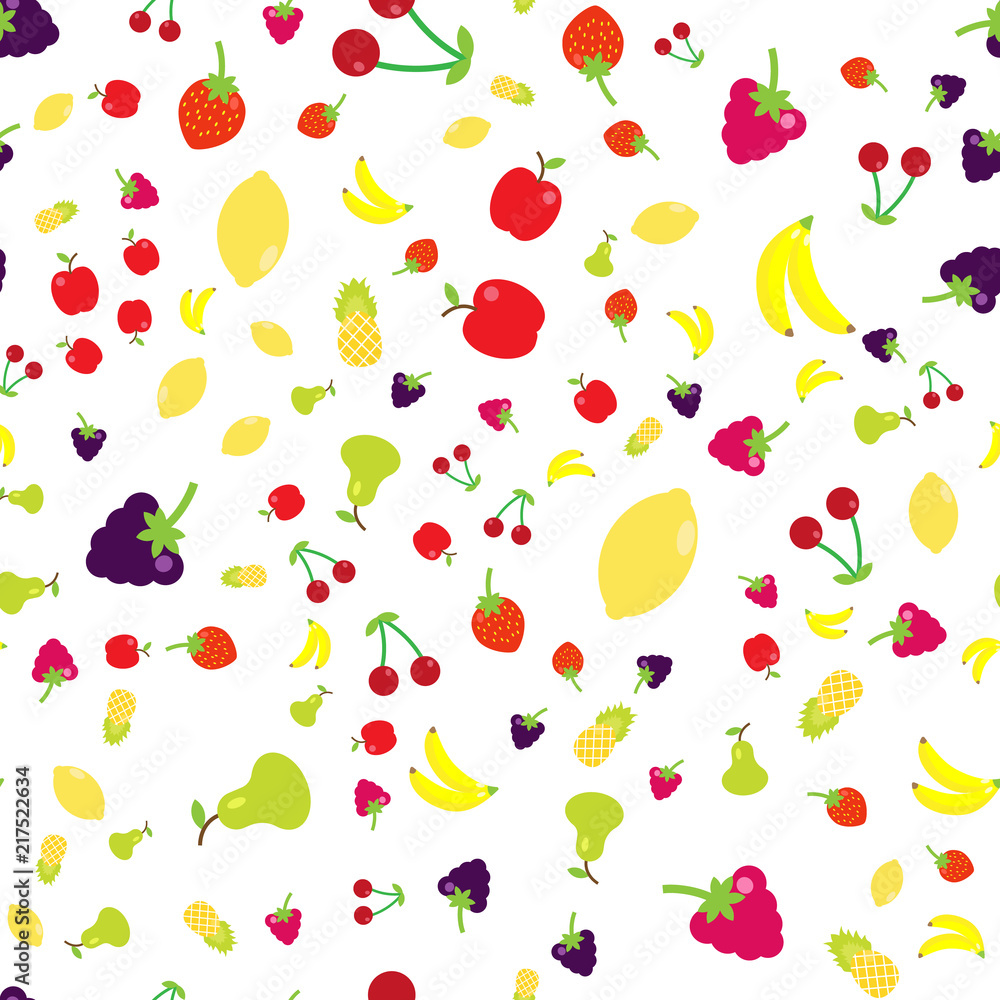 Multicolored fruits in the style of flat in a random Multicolored fruits in the style of flat in a random