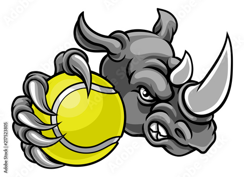 Rhino Tennis Ball Sports Mascot