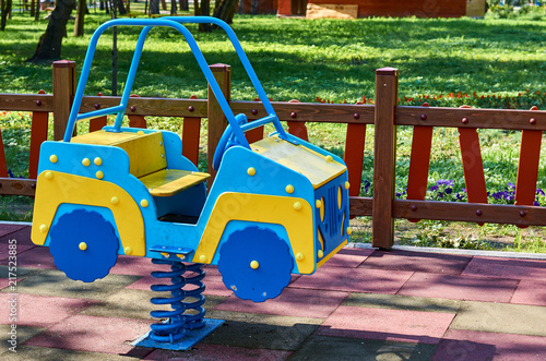 Swing car for children in the public playground