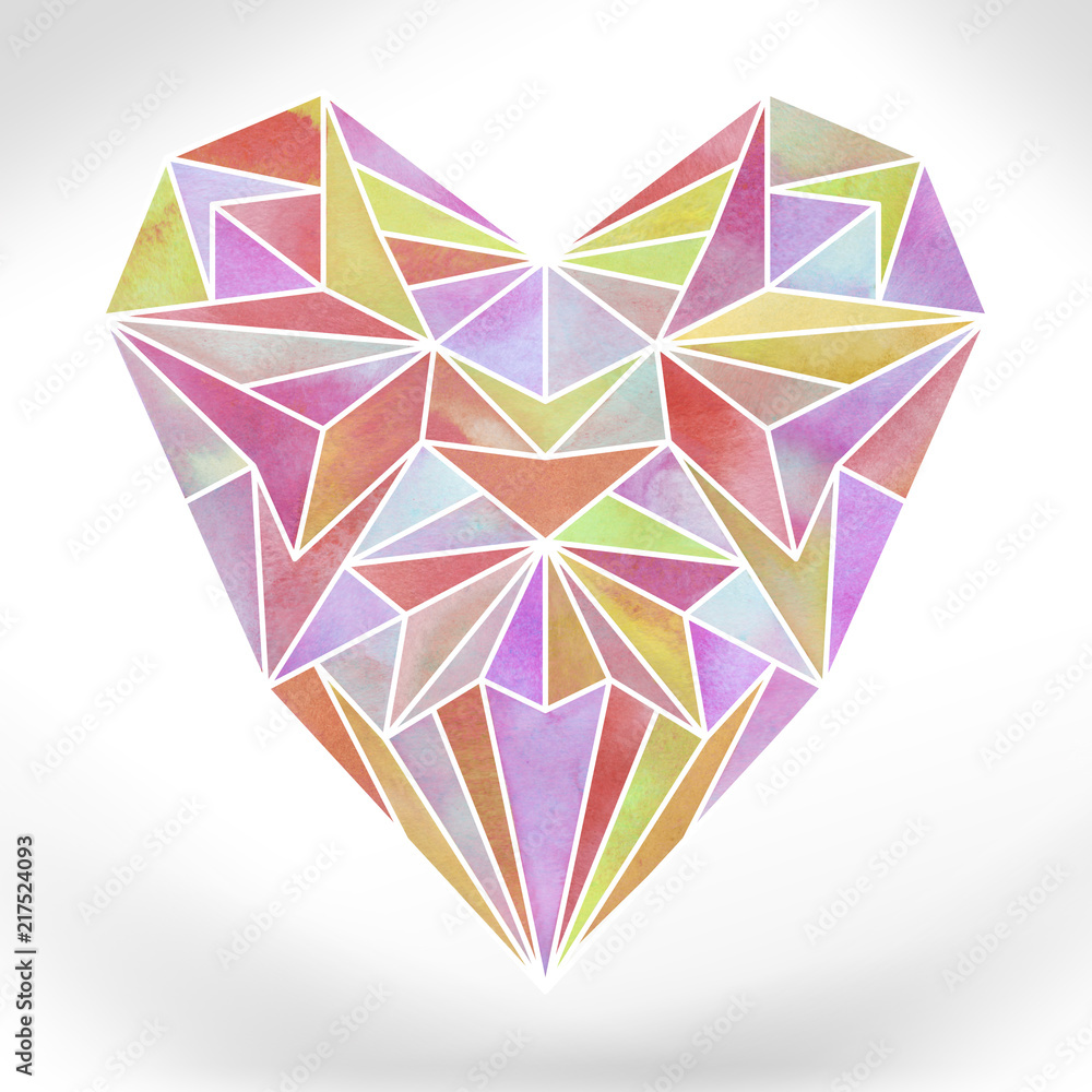 Colorfull polygonal heart isolated on a white backgrounds Colorfull polygonal heart isolated on a white backgrounds