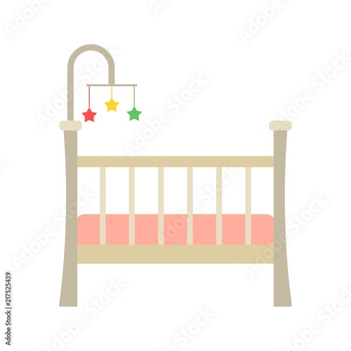 Baby Crib icon, Wooden Crib Stock Vector 