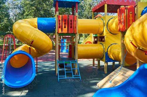 children's playground in a public park, kid's entertainment and recreation