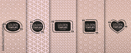 Set of golden luxury templates. Abstract geometric background. Vector illustration.