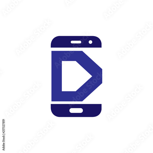 D Initial letter with Smart phone logo icon vector