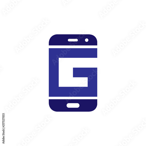 G Initial letter with Smart phone logo icon vector