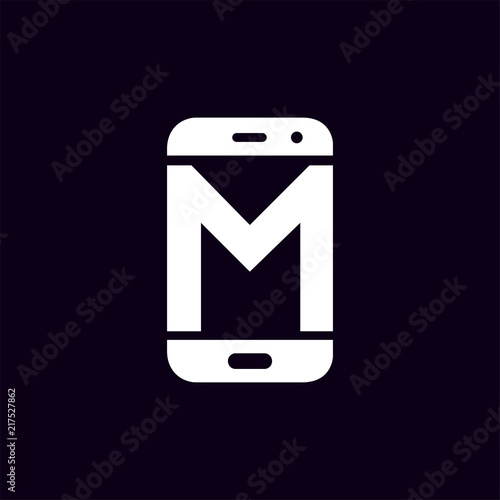 M Initial letter with Smart phone logo icon vector