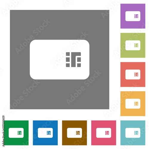 Chip card square flat icons