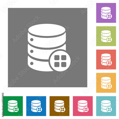 Database modules square flat icons
