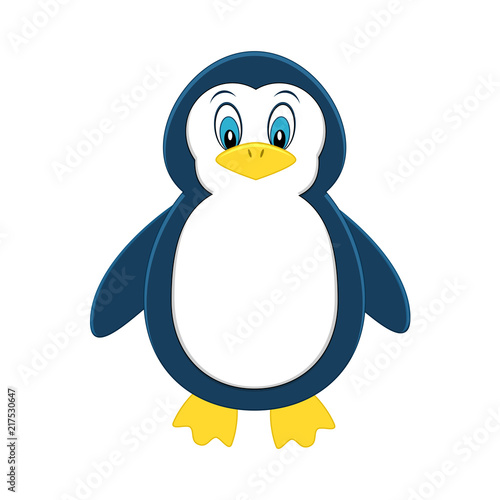 Cute cartoon penguin. Exotic animal. Vector illustration.